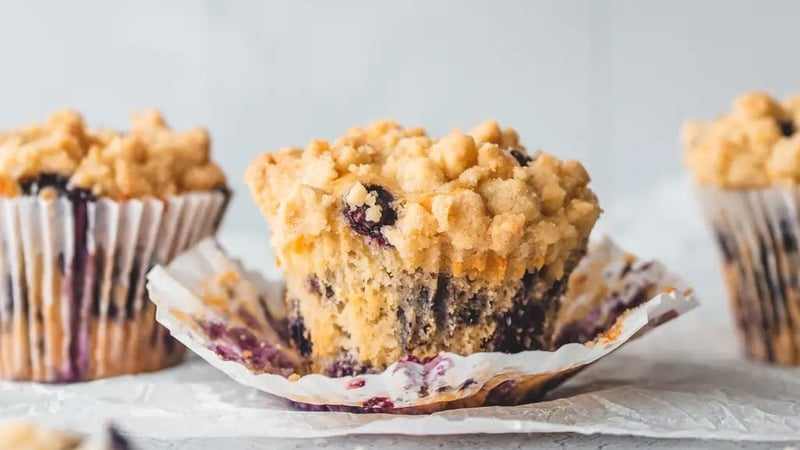 Bakery-style blueberry muffins from Small Batch Bakes (Edd Kimber/PA)