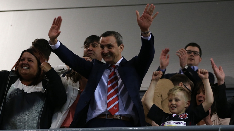 Andy Pilley pictured back in 2014 after Fleetwood Town's League Two play-off semi-final defeat of York City