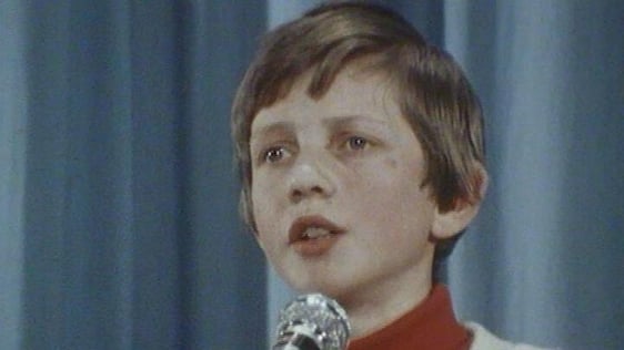 Sean-nós singer Iarla Ó Lionáird performing at the Slógadh finals in County Galway, 1977.