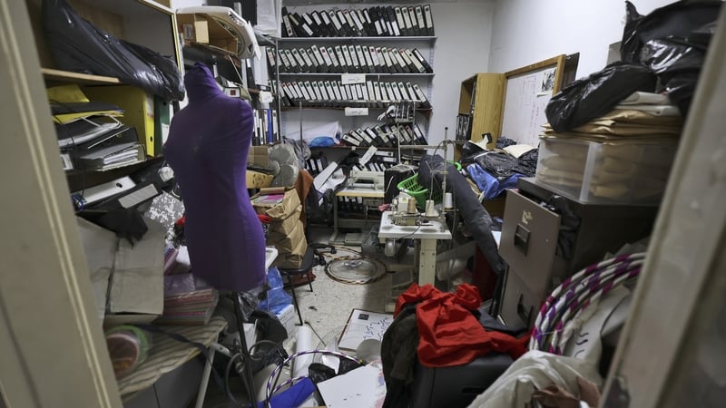 Inside the office of the Union of Palestinian Women's Committees in Ramallah after it was raided by Israel forces