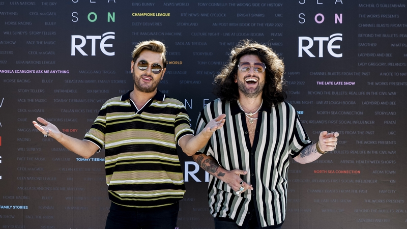 Expectant parents Brian Dowling and Arthur Gourounlian at RTÉ's new season launch [Picture Andres Poveda]
