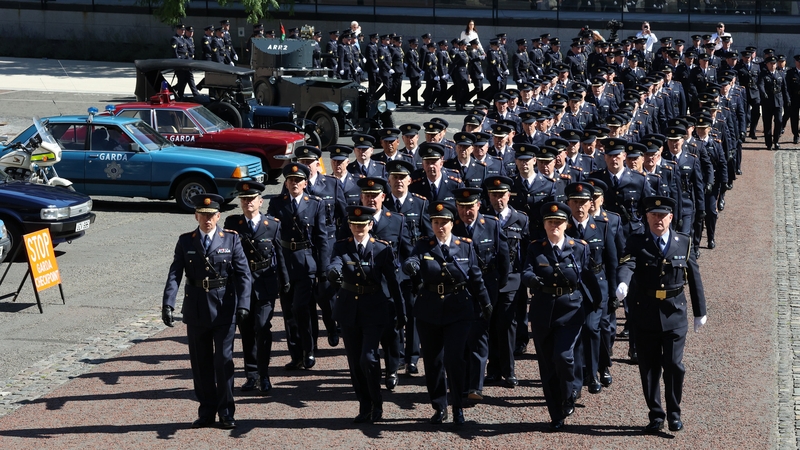Garda Commissioner Drew Harris leads member sof the Force into Dublin Castle (Pic: RollingNews.ie)