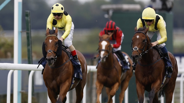 William Buick and Jadoomi (r) just got up to take the spoils
