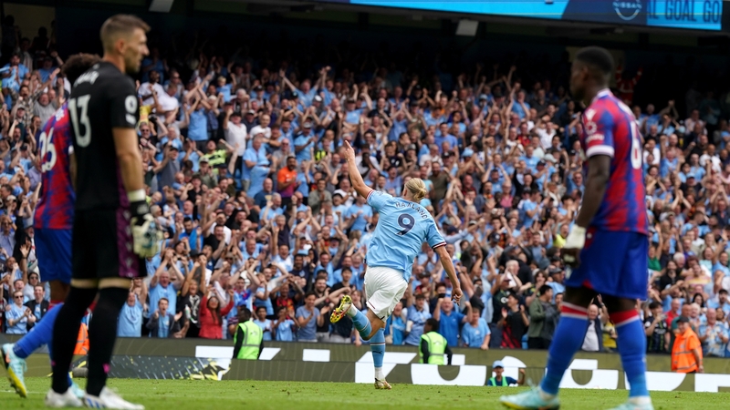 Erling Haaland turns away after drawing City level