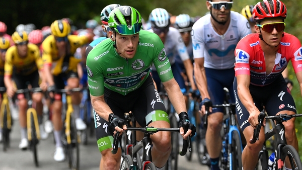 Sam Bennett trails Mads Pedersen by five points after stage eight