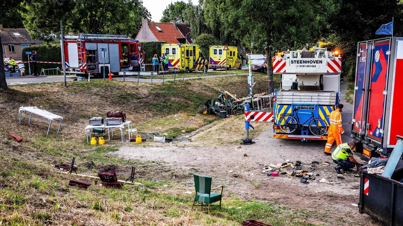 Emergency services at scene after the truck ploughed into a group of people