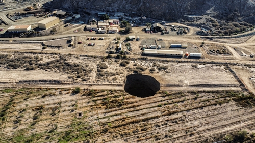 The sinkhole, which appeared in July, is about 200 metres deep