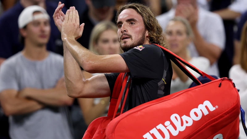 Stefanos Tsitsipas bids farewell to the New York crowd following defeat