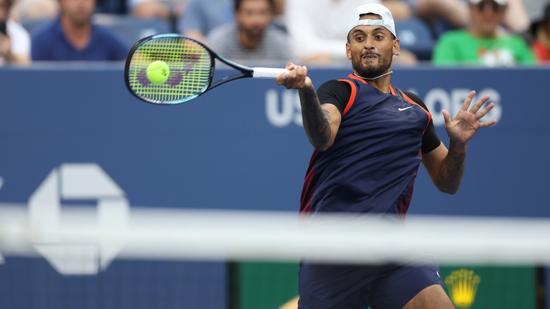 Nick Kyrgios of Australia plays a forehand