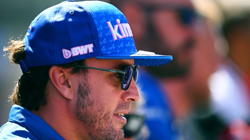 Fernando Alonso pictured talking to the media ahead of the Dutch Grand Prix at Zandvoort