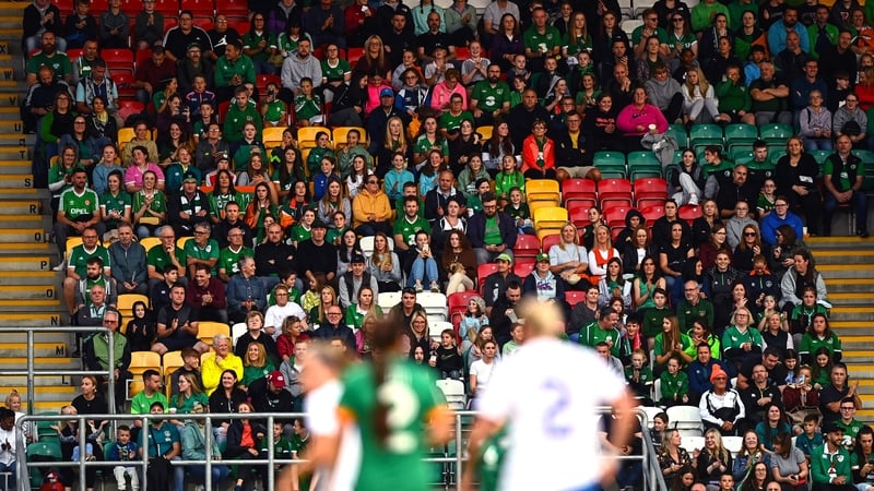 Ireland fans watch the action at Tallaght Stadium