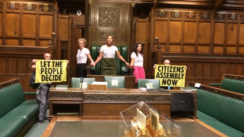 Extinction Rebellion protesters superglued themselves around the Speaker's chair in the British House of Commons