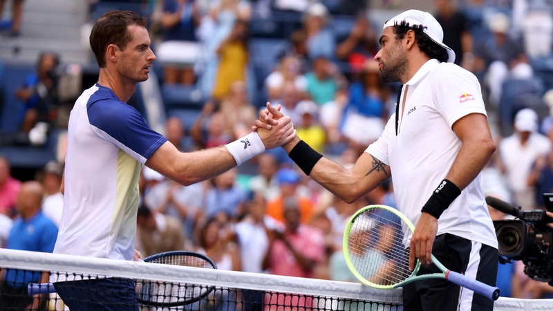 Andy Murray congratulates Matteo Berrettini at Arthur Ashe Stadium