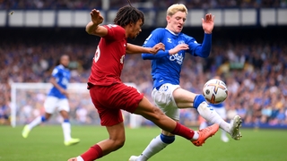 Trent Alexander-Arnold challenges Anthony Gordon at Goodison Park