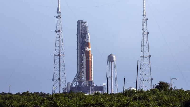 NASA's Artemis I rocket sits on launch pad 39-B at Kennedy Space Center today