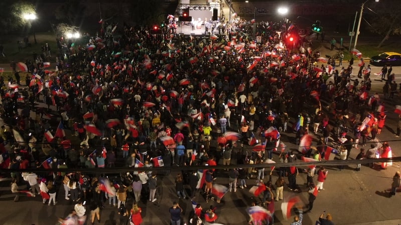 Demonstrators against a new constitution celebrated the victory in Santiago, Chile