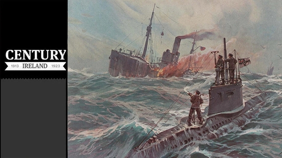 Century Ireland Issue 239 - German U-boat destroying armed British trawler during the Great War Pho…