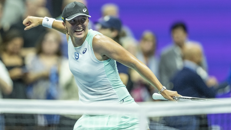 Iga Swiatek celebrates victory in her quarter-final