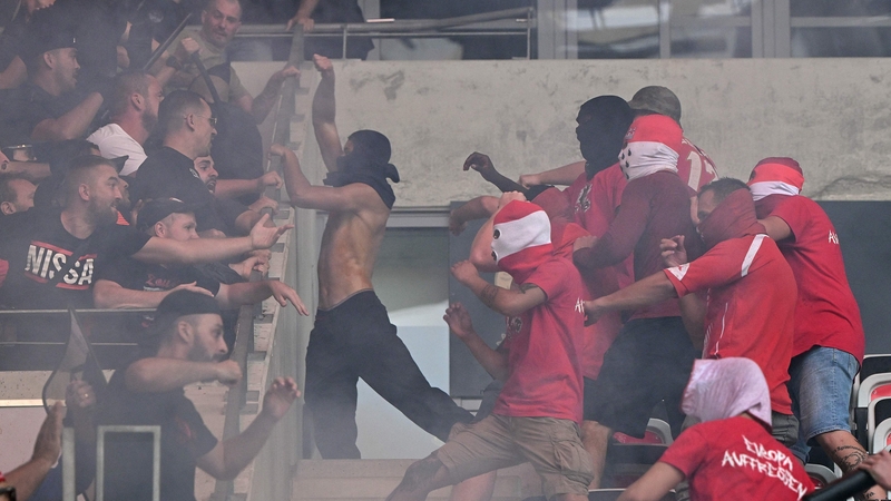 Fans clashed at the Allianz Riviera stadium