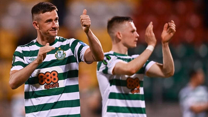 Ronan Finn (L) salutes the crowd at Tallaght Stadium