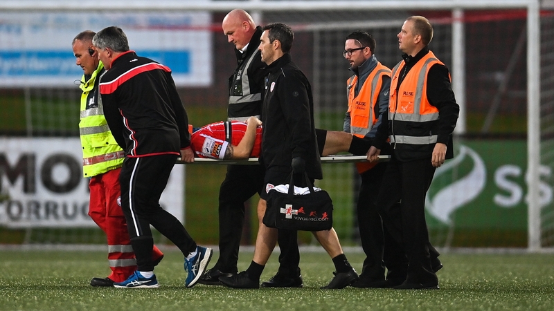 Ciarán Coll was stretchered off after a heavy fall