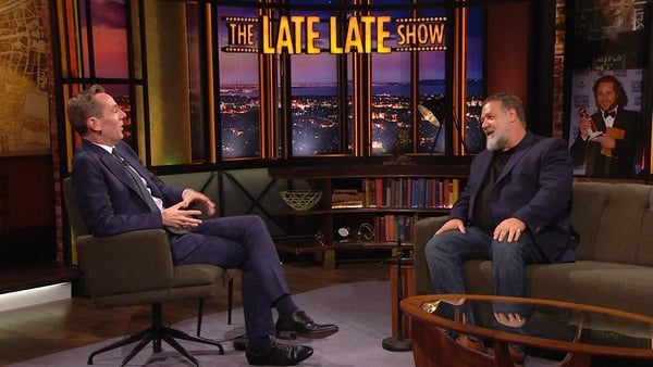Ryan Tubridy and Russell Crowe on the Late Late Show in September 2022