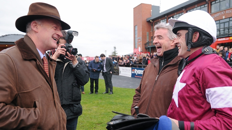 Willie Mullins (L) with Michael O'Leary and Ruby Walsh back in 2013