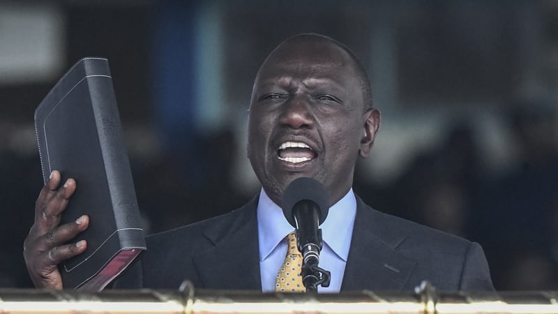 Kenyan President William Ruto takes the oath of office at the Moi International Sports Center Kasarani in Nairobi