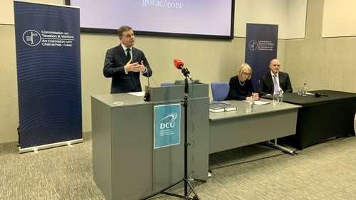 Finance Minister Paschal Dononoe at the launch of the Commission on Taxation and Welfare report, which runs to 500 pages