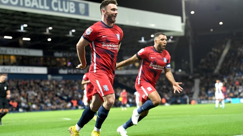 Scott Hogan celebrates his second goal on the night