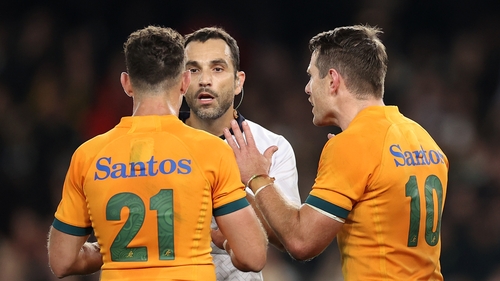 Referee Mathieu Raynal gave Darcy Swain a yellow card for his foul