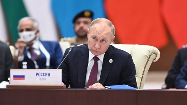 Russian President Vladimir Putin at the 2nd meeting of the Shanghai Cooperation Organization leaders' summit in Uzbekistan