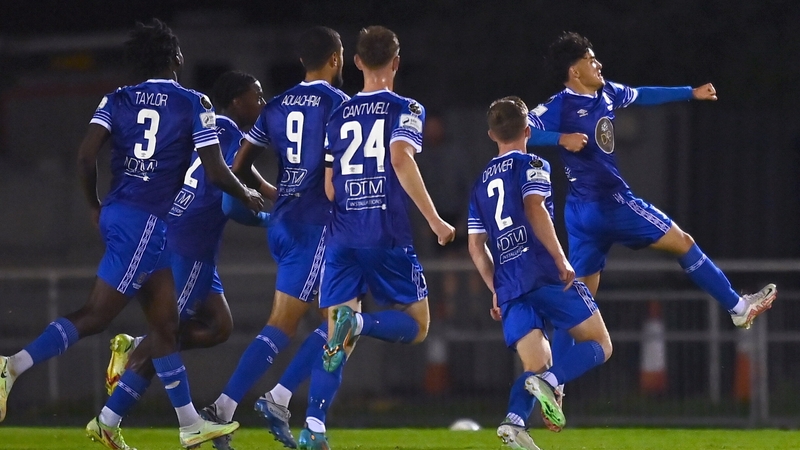 Phoenix Patterson (far right) celebrates his brilliant goal