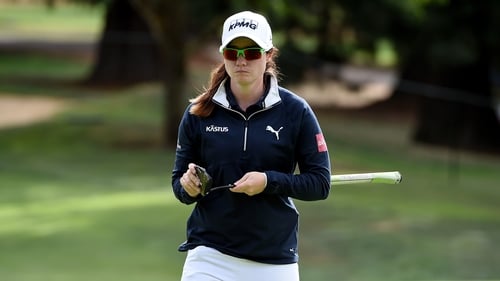 Maguire walking onto the green on the 10th hole during round two