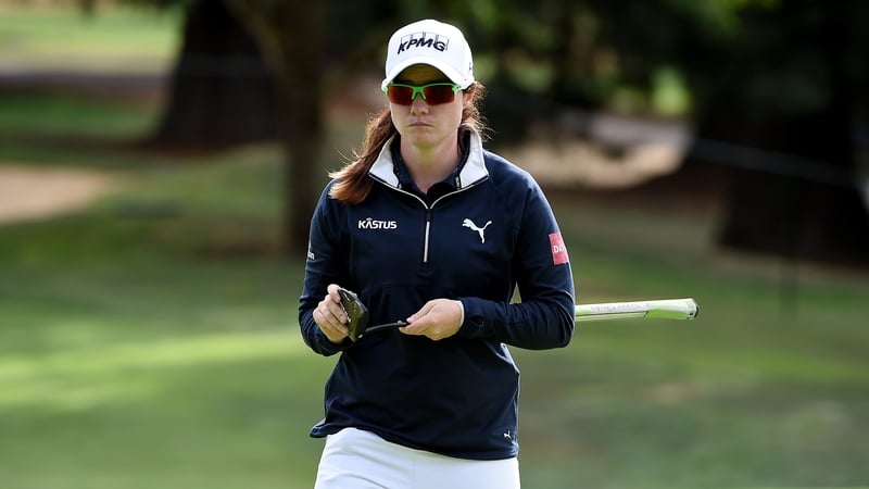 Maguire walking onto the green on the 10th hole during round two