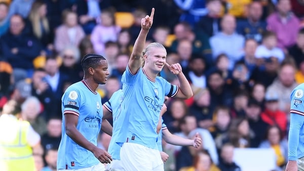 Erling Haaland celebrates his goal