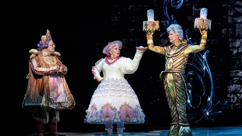 Nigel Richards as Cogsworth, Sam Bailey as Mrs Potts, Gavin Lee as Lumiere in Disney's Beauty and the Beast - Photo by Johan Persson © Disney