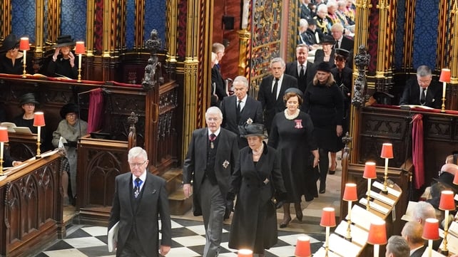 All the living former British prime ministers enter the church this morning (Dominic Lipinski/PA)