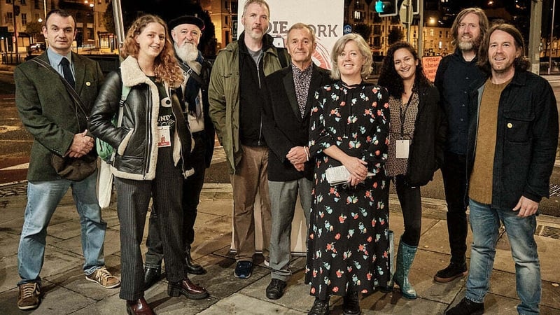 The IndieCork Team: (L-R) Peter Zemo, Isabella Dogliani, Mick Hannigan, Ronan Leonard, Tony Langlois, Úna Feely, Renata Lima, Kieran Fitzgerald and James Mulvey)