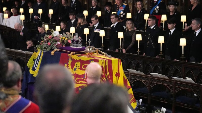 The coffin of Queen Elizabeth at Windsor Castle