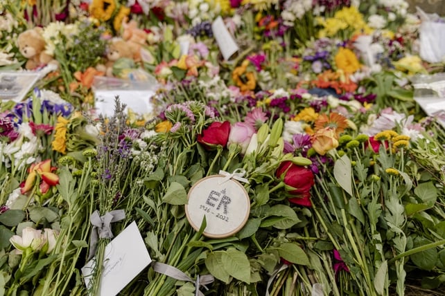 Flower tributes at Holyrood Palace, Edinburgh (Euan Cherry/Getty)