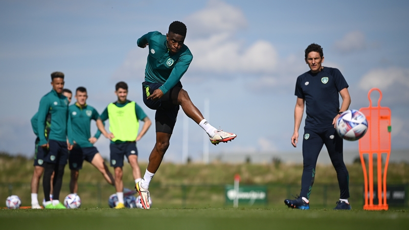 Chiedozie Ogbene training with the squad in Dublin