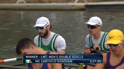 Paul O'Donovan and Fintan McCarthy after winning their quarter-final this morning