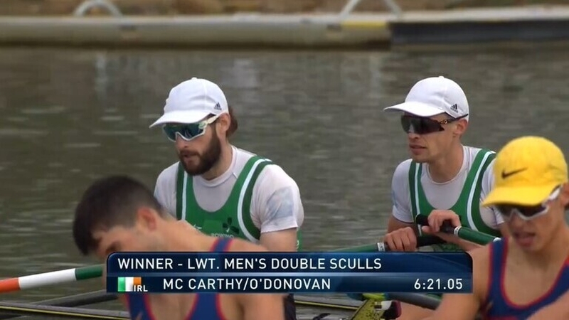 Paul O'Donovan and Fintan McCarthy after winning their quarter-final this morning