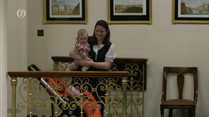 Violet-Anne Wynne and her seven-month-old daughter, Collins, were given a big round of applause