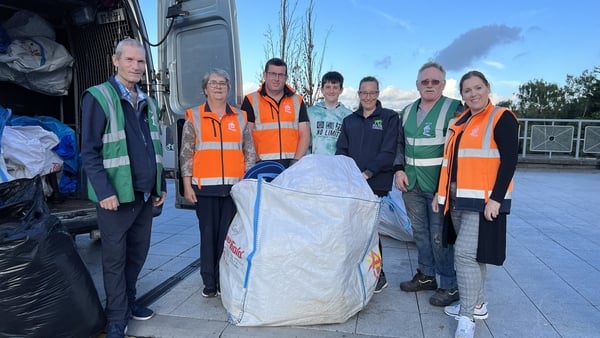 The volunteers of PATH with the sleeping bags they collected from the Electric Picnic