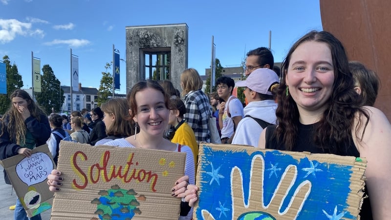 Today's rally in Eyre Square involved university, secondary and some primary school students