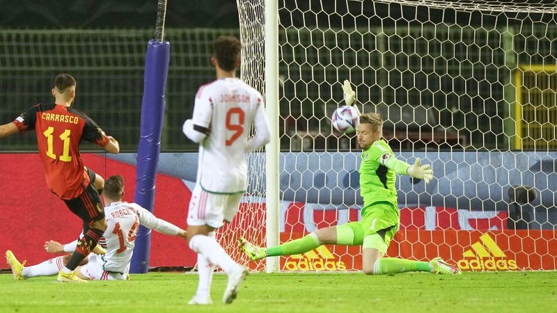 Hennessey produces a save to deny Belgium's Yannick Carrasco