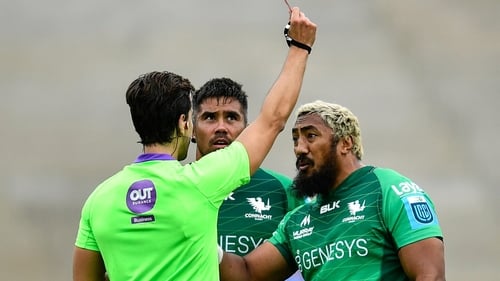 Bundee Aki was red-carded for a dangerous clear-out