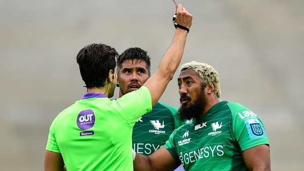 Bundee Aki was red-carded for a dangerous clear-out